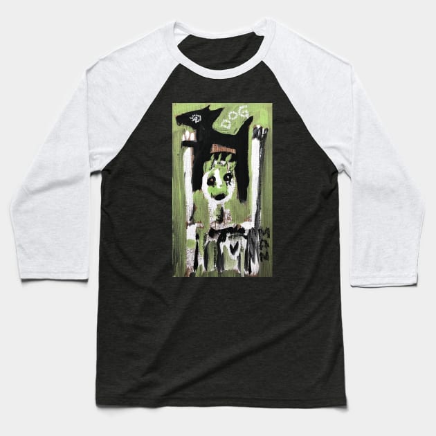 dog Baseball T-Shirt by Angel Rivas